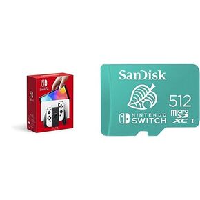 Nintendo Switch – OLED Model w/White Joy-Con and SanDisk 512GB microSDXC Card, Licensed Switch in Saudi Arabia