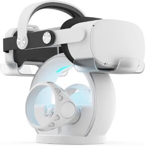 محطة شحن VR لـ Oculus Quest 2/Meta Quest 2، منصة شحن CODOGOY تدعم مؤشر LED وسماعة شحن، مع بطاريتين قابلتين لإعادة الشحن وكابل شحن USB، تدعم حزام Elite مع البطارية in Kuwait