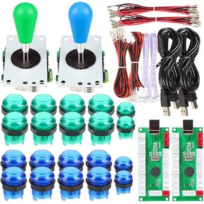 Avsiri 2 Player LED Arcade DIY Parts 2X USB Encoder + 2X Ellipse Oval Style Joystick + 20x LED أزرار ممر للكمبيوتر الشخصي MAME Raspberry Pi Windows TY-G/B-BUT TY-KIT2R/B in Kuwait