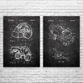 VR Headset Patent Prints Set of 2 (5x7), VR Gift, Arcade Decor, Game Collector Gift, Game Store Wall Art, VR Headset Blueprint Dark Concrete in Kuwait