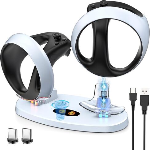 محطة شحن لـ PS VR2، محطة شحن PSVR2 مع مؤشر LED، قاعدة شحن PS VR2 لوحدة تحكم PSVR 2، ملحقات PS VR2 مع واجهة مغناطيسية من النوع C، كابل شحن من النوع C in Kuwait