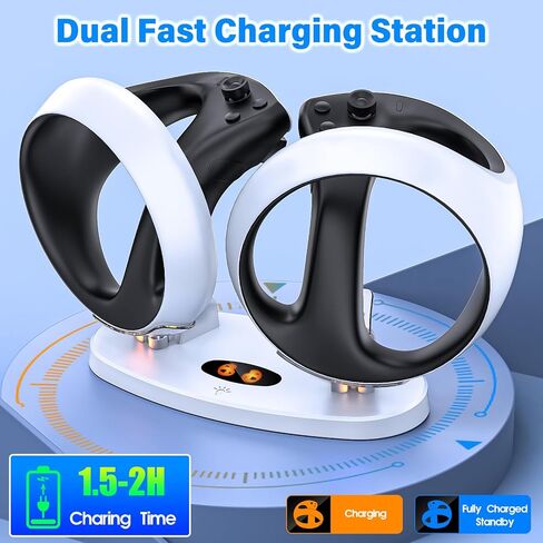 محطة شحن لـ PS VR2، محطة شحن PSVR2 مع مؤشر LED، قاعدة شحن PS VR2 لوحدة تحكم PSVR 2، ملحقات PS VR2 مع واجهة مغناطيسية من النوع C، كابل شحن من النوع C in Kuwait