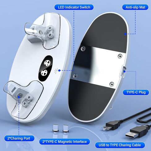 محطة شحن لـ PS VR2، محطة شحن PSVR2 مع مؤشر LED، قاعدة شحن PS VR2 لوحدة تحكم PSVR 2، ملحقات PS VR2 مع واجهة مغناطيسية من النوع C، كابل شحن من النوع C in Kuwait
