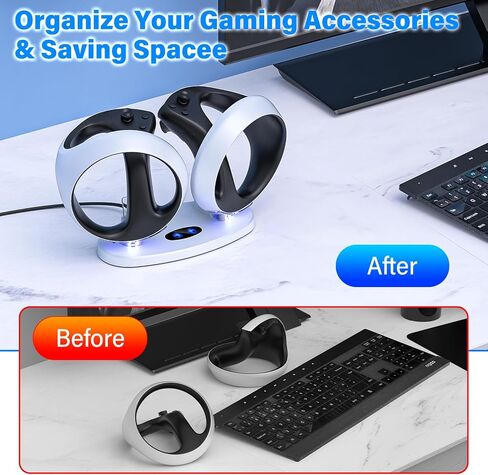 محطة شحن لـ PS VR2، محطة شحن PSVR2 مع مؤشر LED، قاعدة شحن PS VR2 لوحدة تحكم PSVR 2، ملحقات PS VR2 مع واجهة مغناطيسية من النوع C، كابل شحن من النوع C in Kuwait