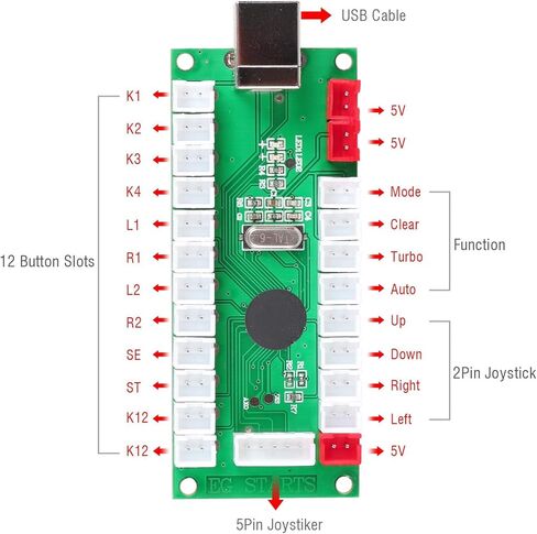 EG STARTS 2 Player Arcade Game DIY Kits Ellipse Oval Happ Type Joystick Hanlde + 18x American Style Arcade Buttons 1 / 2 Player Start Push Button (Mix Colors) in Saudi Arabia