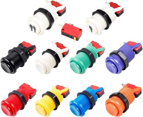 EG STARTS 2 Player Arcade Game DIY Kits Ellipse Oval Happ Type Joystick Hanlde + 18x American Style Arcade Buttons 1 / 2 Player Start Push Button (Mix Colors) in Saudi Arabia