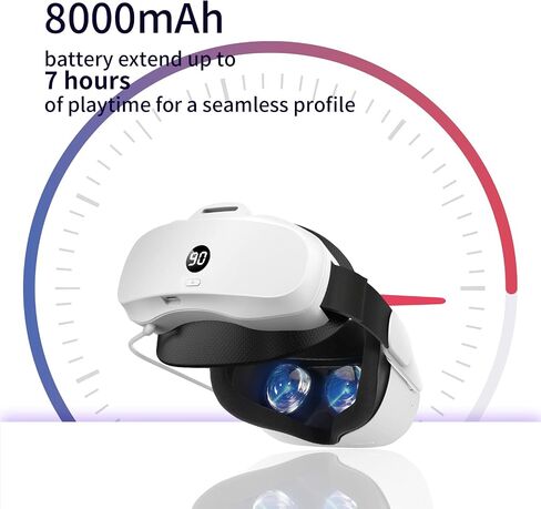 حزمة بطارية VirtualBuff بقدرة 8000 مللي أمبير في الساعة لجهاز Meta Oculus Quest 2 - وقت تشغيل مضاعف وراحة معززة، مع مؤشر LED لمستوى البطارية، وحزام Elite لإعادة التوازن، وملحقات سماعات الواقع الافتراضي in Saudi Arabia