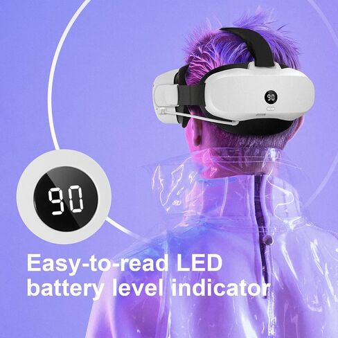 حزمة بطارية VirtualBuff بقدرة 8000 مللي أمبير في الساعة لجهاز Meta Oculus Quest 2 - وقت تشغيل مضاعف وراحة معززة، مع مؤشر LED لمستوى البطارية، وحزام Elite لإعادة التوازن، وملحقات سماعات الواقع الافتراضي in Saudi Arabia