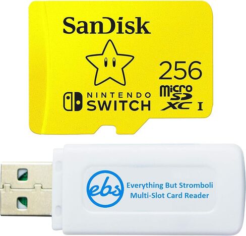 بطاقة ذاكرة MicroSDXC UHS-I من SanDisk سعة 256 جيجابايت لجهاز نينتندو سويتش أو ليد موديل (SDSQXAO-256G-GNCZN) U3، فئة 10، 4K UHD مع (1) كل شيء ولكن Stromboli MicroSDXC وقارئ بطاقة SD in Saudi Arabia