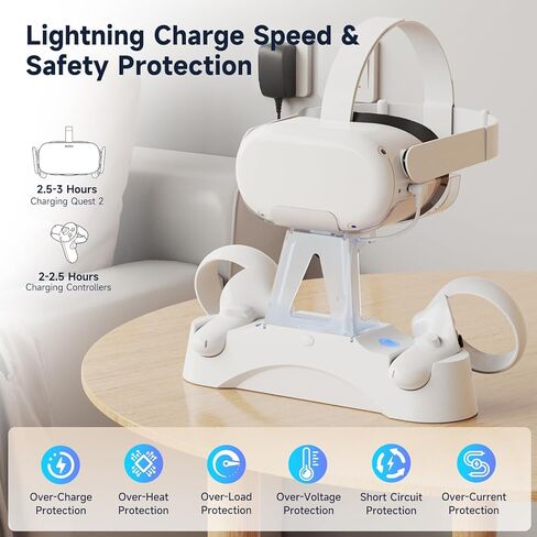 YCCTEAM Charging Dock Compatible for Oculus Quest 2/Meta Quest 2, VR Controller and Headset Magnetic Fast Charger Docking Station, LED Light 2 * 1800mAh Rechargeable Batteries, 2.5H Fast Charging in Kuwait