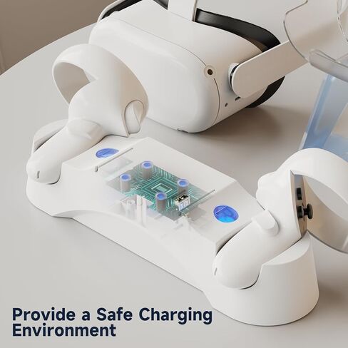 YCCTEAM Charging Dock Compatible for Oculus Quest 2/Meta Quest 2, VR Controller and Headset Magnetic Fast Charger Docking Station, LED Light 2 * 1800mAh Rechargeable Batteries, 2.5H Fast Charging in Kuwait
