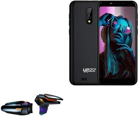BoxWave Gaming Gear Compatible with Yezz Max 1 Plus (Gaming Gear by BoxWave) - Touchscreen QuickTrigger Auto, Trigger Buttons Autofire Gaming Mobile FPS for Yezz Max 1 Plus - Jet Black in Saudi Arabia