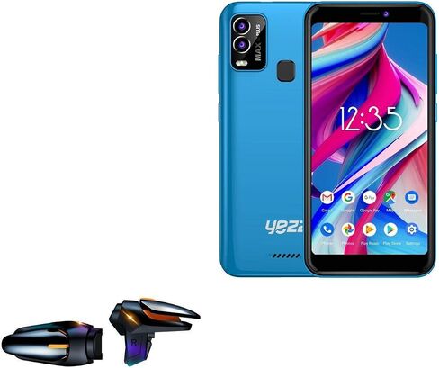 BoxWave Gaming Gear Compatible with Yezz Max 2 Plus (Gaming Gear by BoxWave) - Touchscreen QuickTrigger Auto, Trigger Buttons Autofire Gaming Mobile FPS for Yezz Max 2 Plus - Jet Black in Saudi Arabia