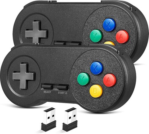 (عبوتان) وحدة تحكم USB SNES لاسلكية 2.4 جيجا هرتز متوافقة مع ألعاب Super Retro، لوحة ألعاب SAFFUN لأجهزة Windows PC Mac Linux Raspberry Pi Emulator [قابلة لإعادة الشحن] [التوصيل والتشغيل] in Kuwait