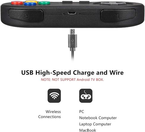 (عبوتان) وحدة تحكم USB SNES لاسلكية 2.4 جيجا هرتز متوافقة مع ألعاب Super Retro، لوحة ألعاب SAFFUN لأجهزة Windows PC Mac Linux Raspberry Pi Emulator [قابلة لإعادة الشحن] [التوصيل والتشغيل] in Kuwait
