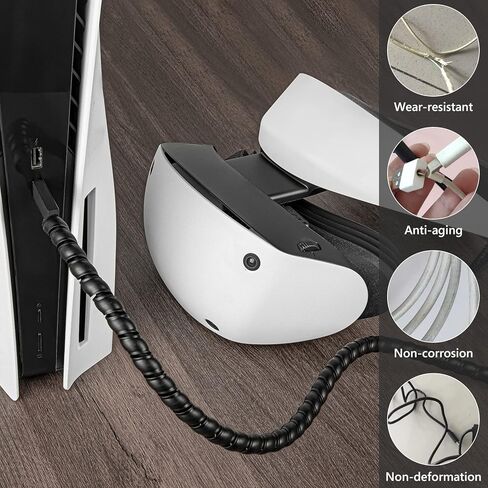 Geekria Cable Protectors Cover Compatible with PlayStation PSVR 2 Cable, PS5, Electric Wires Cover, VR Gaming Accessories, Prevent Pets From Biting The Cable (Black 17ft) in Saudi Arabia