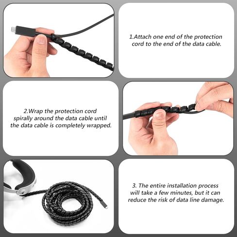 Geekria Cable Protectors Cover Compatible with PlayStation PSVR 2 Cable, PS5, Electric Wires Cover, VR Gaming Accessories, Prevent Pets From Biting The Cable (Black 17ft) in Saudi Arabia