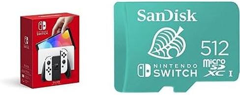 نينتندو سويتش - طراز OLED مع جهاز Joy-Con أبيض وبطاقة SanDisk microSDXC سعة 512 جيجابايت، مفتاح مرخص in Saudi Arabia