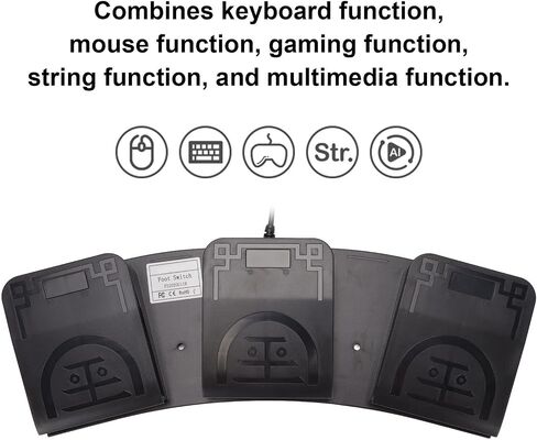 USB Triple Foot Pedal, Multifunction Foot Switch, Supports 3 Key Custom Program, Ergonomic Design Providing Comfort for Feet, PC Foot Pedal for Game Media Instrument in Kuwait