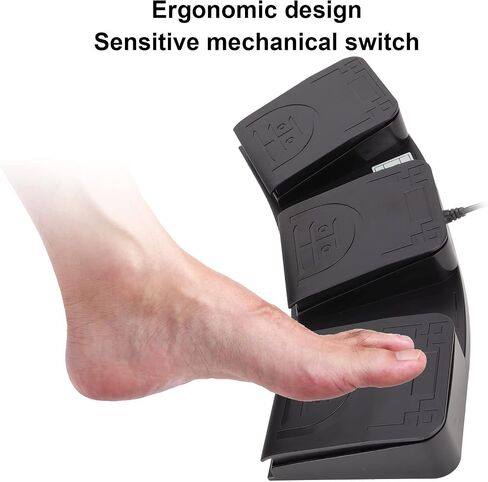 USB Triple Foot Pedal, Multifunction Foot Switch, Supports 3 Key Custom Program, Ergonomic Design Providing Comfort for Feet, PC Foot Pedal for Game Media Instrument in Kuwait