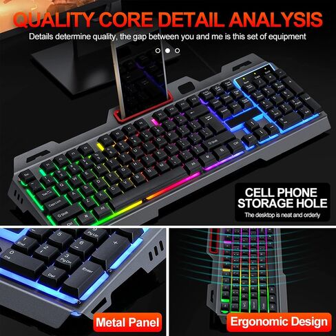 كيبورد العاب باضاءة خلفية LED RGB بسلك USB للكمبيوتر واللاب توب in Kuwait