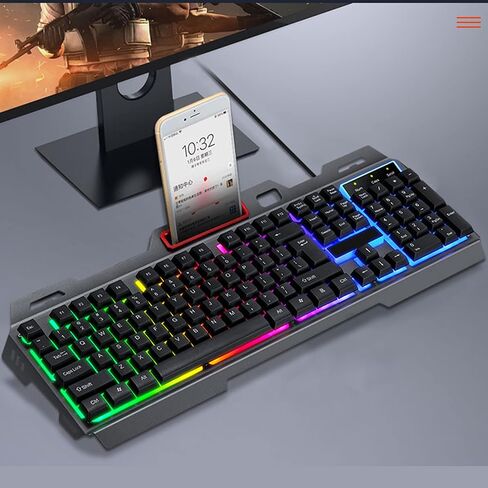 كيبورد العاب باضاءة خلفية LED RGB بسلك USB للكمبيوتر واللاب توب in Kuwait