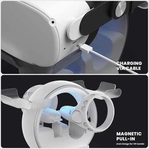 VR Charging Station for Oculus Quest 2/Meta Quest 2, CODOGOY Charging Dock Supports LED Indicator & Charging Headset, with 2 Rechargeable Batteries&USB Charging Cable, Support Elite Strap with Battery in Kuwait