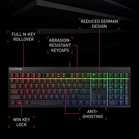 Cherry MX 2.0S Wired Gaming Keyboard with RGB Lighting Different MX Switching Characteristics: MX Black, MX Blue, MX Brown, MX RED and MX Silent RED (Black - MX Black Switch) in Saudi Arabia