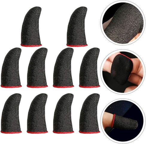 قفازات UKCOCO الواقية لوحدة التحكم في الألعاب، مجموعات أكمام من الألياف المضادة للعرق وغير المخصصة للألعاب، أغطية أغطية أصابع الألعاب لألعاب الهاتف المحمول (10 قطع) قفازات واقية على الموضة in Kuwait