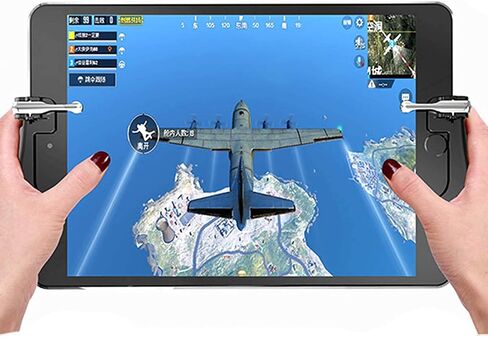 Mobile Game Controller Compatible With iPad, 2 in 1 Tablet Gamepad Sensitive Shoot Aim Fire Triggers with 2 Joysticks for PUBG/Rules of Survival/Knives Out Fits Smartphone and Tablet in Kuwait