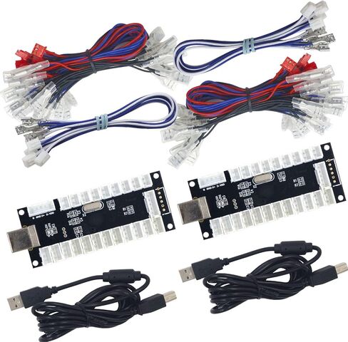 SJ@JX 2-Player LED USB Encoder إلى عصا التحكم Arcade وأزرار LED Arcade لأجهزة الكمبيوتر الشخصية وMAME وRaspberry Pi in Saudi Arabia