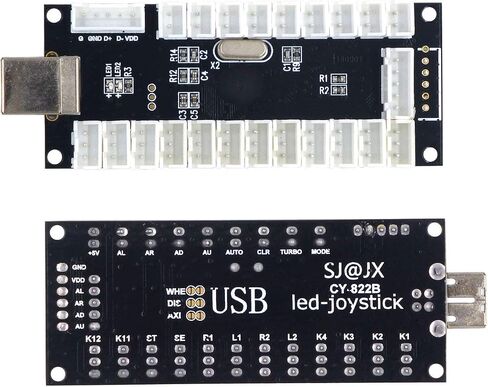 SJ@JX 2-Player LED USB Encoder إلى عصا التحكم Arcade وأزرار LED Arcade لأجهزة الكمبيوتر الشخصية وMAME وRaspberry Pi in Saudi Arabia