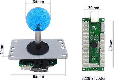 SJ@JX Arcade 2 Player Game Controller Stick DIY Kit LED Buttons with Logo MX Microswitch 8 Way Joystick USB Encoder Cable for PC MAME Raspberry Pi Red Blue in Saudi Arabia