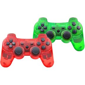 Rzzhgzq 2 Pack PS3 Wireless Controller Playstation 3 Controller Wireless Bluetooth Gamepad with USB Charger Cable for PS3 Console (BLUE+RED) in Saudi Arabia