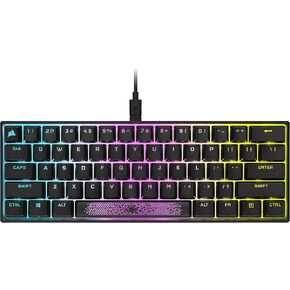 لوحة مفاتيح الألعاب الميكانيكية Corsair K65 RGB MINI بنسبة 60% (إضاءة خلفية RGB قابلة للتخصيص لكل مفتاح، مفاتيح ميكانيكية CHERRY MX Speed، كابل USB من النوع C قابل للفصل، تقنية AXON Hyper-Processing) أسود in Kuwait