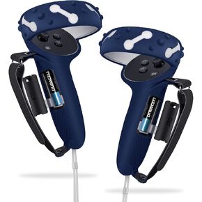 Controller Grips for Oculus Quest 2, Extended Silicone VR Grips Cover Protector with Battery Opening, Knuckle Straps, Anti-Throw Hand Strap for Meta Quest 2 Accessories Black in Saudi Arabia