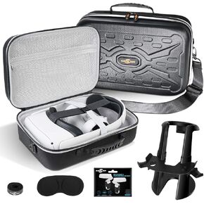 SARLAR Fashion Travel Protective Case for Oculus Meta Quest 3S/Quest 3/Quest 2/Vision Pro VR Gaming Headset and Touch Controllers Accessories Carrying Bag,Include Lens Protection Cover in Kuwait