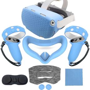 for Oculus Quest 2 Silicone Cover, Protective Cover Accessories for Meta VR, Multi Colors Soft Shell Skin, Controller Grips & Face Cover Set (Black)