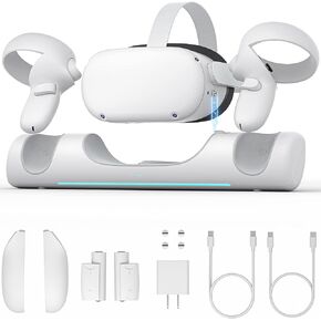 ZYBER Charging Dock for Meta Quest 2, VR Charger Station for Oculus Quest 2, Wireless Charging Stand for Quest 2 Controllers, Rechargeable Batteries (Support Charging Elite Strap with Battery) in Kuwait