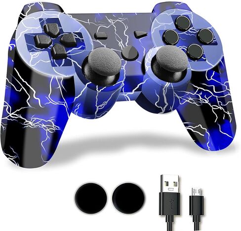 CFORWARD Wireless Controller, Game Controller Compatible for Play3 Controller, Wireless Bluetooth Gamepad with Charger Cable Thumb Grips in Kuwait