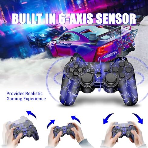 CFORWARD Wireless Controller, Game Controller Compatible for Play3 Controller, Wireless Bluetooth Gamepad with Charger Cable Thumb Grips in Kuwait