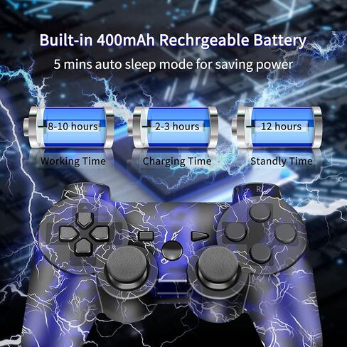 CFORWARD Wireless Controller, Game Controller Compatible for Play3 Controller, Wireless Bluetooth Gamepad with Charger Cable Thumb Grips in Kuwait