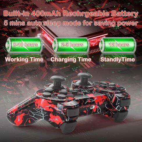 CFORWARD Wireless Controller, Game Controller Compatible for Play3 Controller, Wireless Bluetooth Gamepad with Charger Cable Thumb Grips in Kuwait