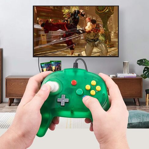 2 حزمة من وحدة التحكم LuxMO بريميوم USB N64 ، نسخة محسنة من الألعاب USB لجهاز ويندوز PC Mac Raspberry pi(أزرق شفاف + أخضر شفاف) in Kuwait