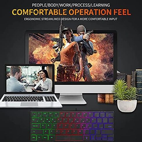 لوحة مفاتيح سلكية للألعاب من Sanpyl، 64 مفتاحًا ثنائي الوضع ملون RGB 3 بإضاءة خلفية عالمية لسطح المكتب ولوحة مفاتيح الكمبيوتر المحمول، لألعاب الكمبيوتر الشخصي التي تعمل بنظام Windows in Kuwait