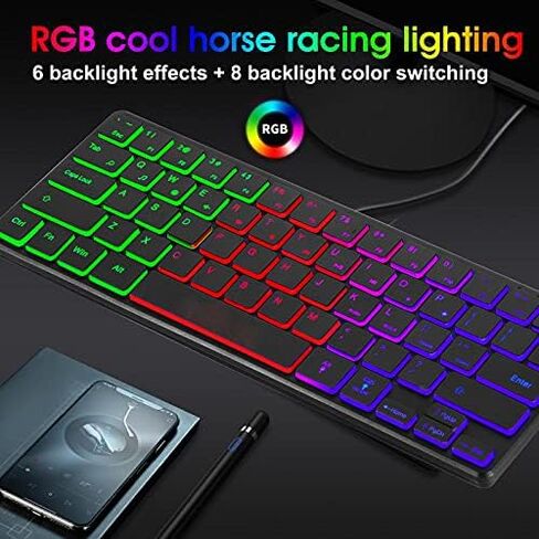 لوحة مفاتيح سلكية للألعاب من Sanpyl، 64 مفتاحًا ثنائي الوضع ملون RGB 3 بإضاءة خلفية عالمية لسطح المكتب ولوحة مفاتيح الكمبيوتر المحمول، لألعاب الكمبيوتر الشخصي التي تعمل بنظام Windows in Kuwait