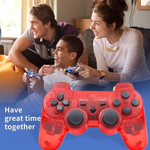 Rzzhgzq 2 Pack PS3 Wireless Controller Playstation 3 Controller Wireless Bluetooth Gamepad with USB Charger Cable for PS3 Console (BLUE+RED) in Kuwait