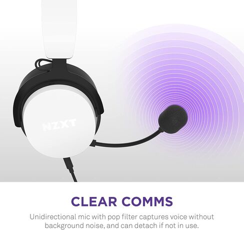 NZXT Relay Wired PC Gaming Headset - AP-WCB40-B2 - Hi-Res Audio Certified - DTS Headphone:X - 7.1 Surround Sound - Lightweight & Comfortable Design - Detachable Microphone - Black in Saudi Arabia
