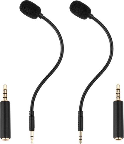 Smays Gooseneck Plug-in Microphone Replacement for PC Laptop Camera Phone, PDP Afterglow AG6, Turtle Beach Gaming Headset and 3.5MM TRS TRRS Audio Port Devices - External Mic, 2-Pack in Saudi Arabia