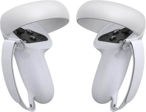 غطاء حماية من السيليكون بتصميم KIWI مزود بأشرطة للمفاصل متوافق مع ملحقات Quest 2 (أسود + رمادي-أبيض) in Kuwait